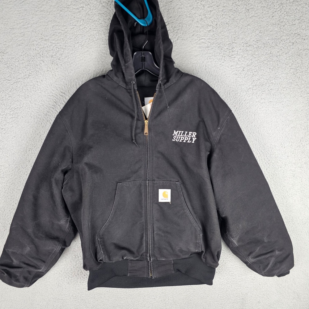 Carhartt Jacket Mens Large Black J03BLK Thermal Lined Duck Active Miller Supply